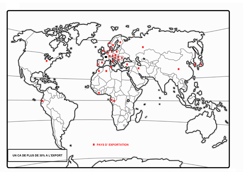 Carte des pays d'exportation de BERNARD, VANDROS, GOM